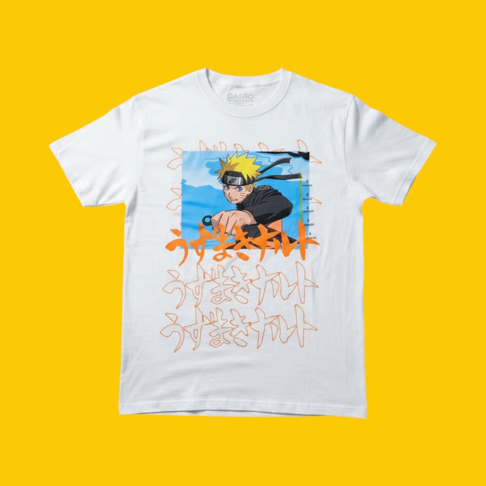 Naruto Shippuden Uzumaki Graphic T-Shirt Mens Small White Anime NWT Viz Media